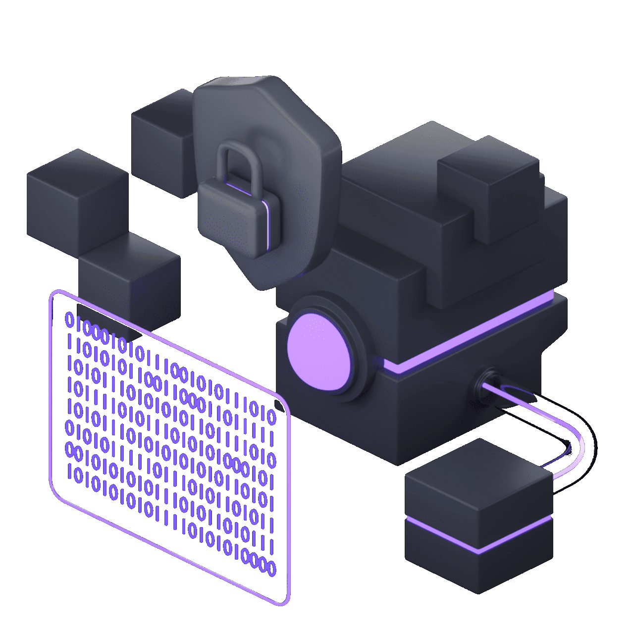 Animated illustration of enterprise blockchain architecture with security layers