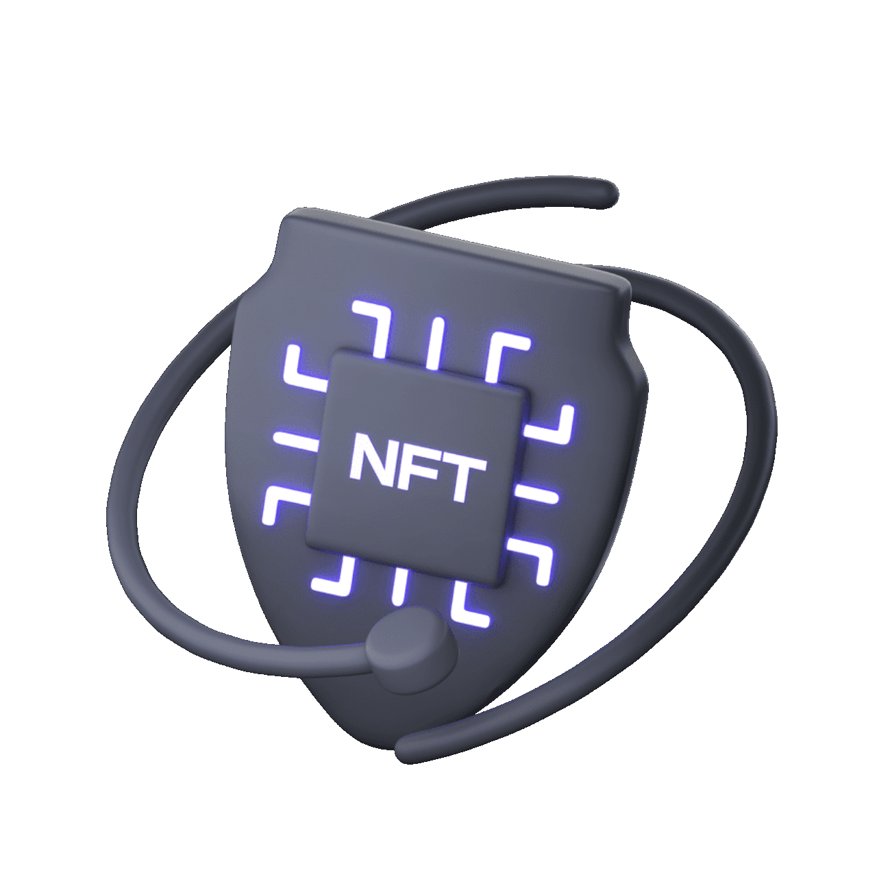 Animated illustration of NFT marketplace with digital art minting and trading